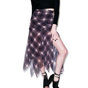 Unif riff plaid chiffon maxi skirt